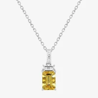 Limited Quantities! Womens Genuine Yellow Citrine Sterling Silver 18 Inch Pendant Necklace