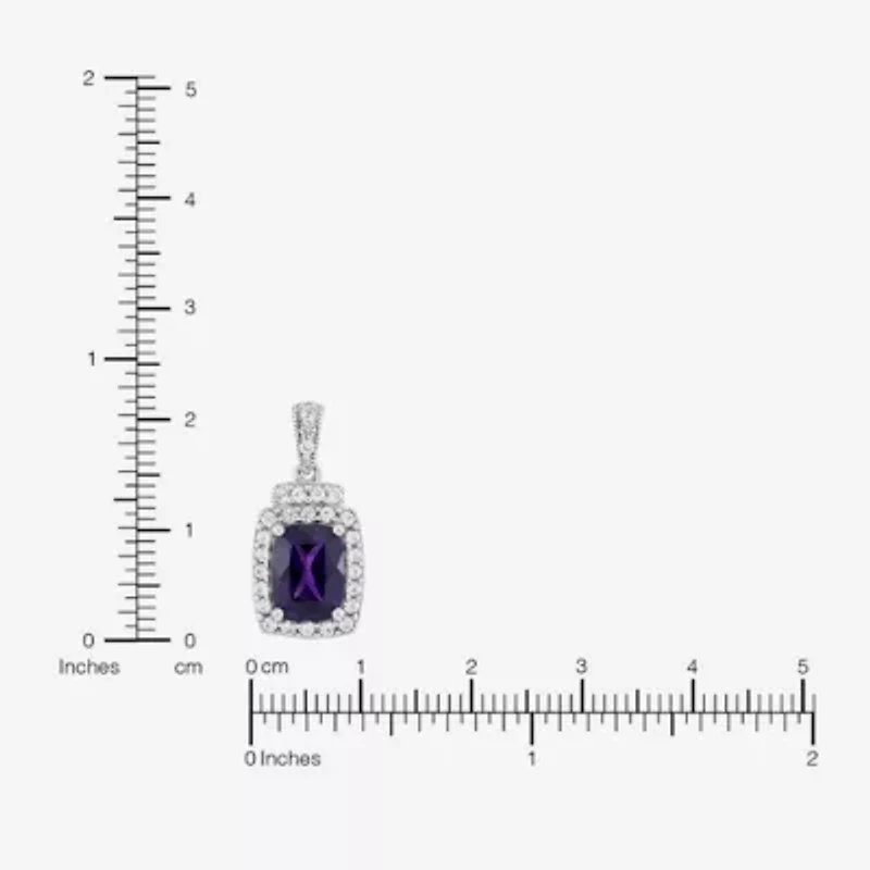 Limited Quantities! Womens Genuine Purple Amethyst Sterling Silver Cushion 18 Inch Pendant Necklace