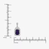 Limited Quantities! Womens Genuine Purple Amethyst Sterling Silver Cushion 18 Inch Pendant Necklace