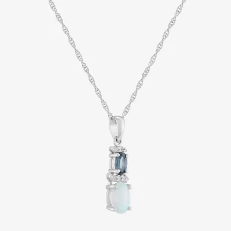 Limited Quantities! Womens Lab Created White Opal Sterling Silver 18 Inch Pendant Necklace