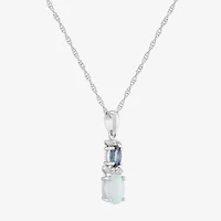 Limited Quantities! Womens Lab Created White Opal Sterling Silver 18 Inch Pendant Necklace