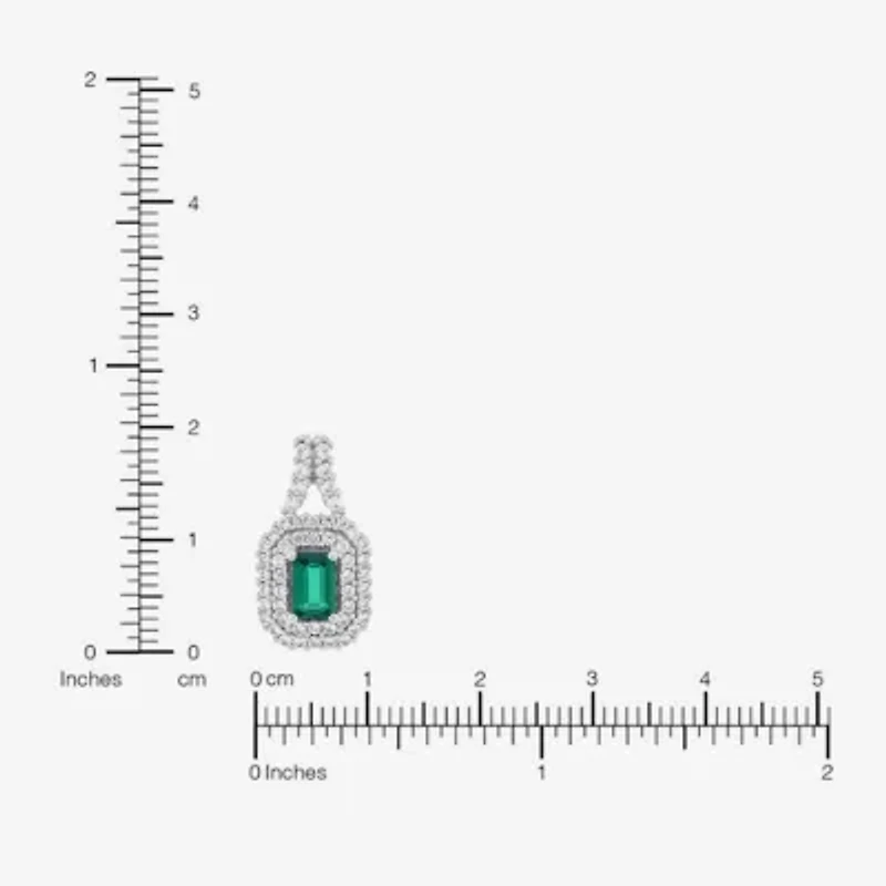 Limited Quantities! Womens Lab Created Green Emerald Sterling Silver 18 Inch Pendant Necklace