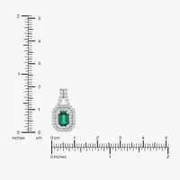 Limited Quantities! Womens Lab Created Green Emerald Sterling Silver 18 Inch Pendant Necklace