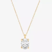 H-I/Si2 Womens 2 CT. T.W. Lab Grown White Diamond 14K White Gold Oval 18 Inch Pendant Necklace