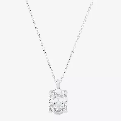 ( H-I/Si2 ) Womens 2 CT. Lab Grown White Diamond 14K Gold Oval 18 Inch Pendant Necklace