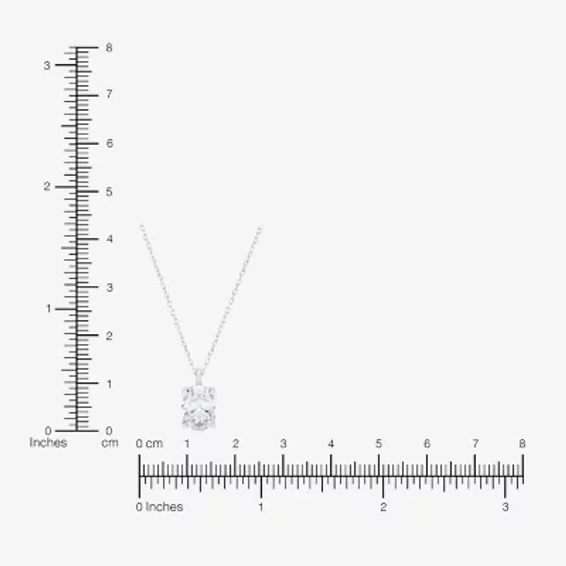 ( H-I/Si2 ) Womens 2 CT. Lab Grown White Diamond 14K Gold Oval 18 Inch Pendant Necklace