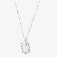 ( H-I/Si2 ) Womens 2 CT. Lab Grown White Diamond 14K Gold Oval 18 Inch Pendant Necklace