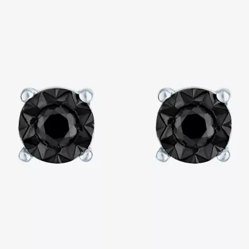 1/4 CT. T.W. Natural Black Diamond Sterling Silver Round Stud Earrings