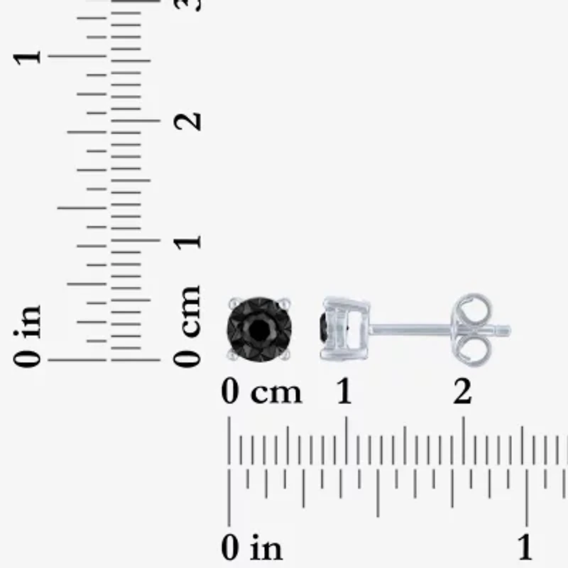 1/4 CT. T.W. Natural Black Diamond Sterling Silver Round Stud Earrings