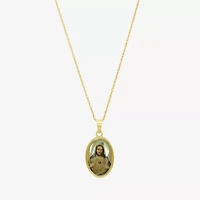 Sacred Heart Of Jesus Womens 14K Gold Oval 18 Inch Pendant Necklace