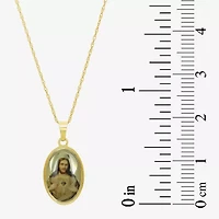 Sacred Heart Of Jesus Womens 14K Gold Oval 18 Inch Pendant Necklace