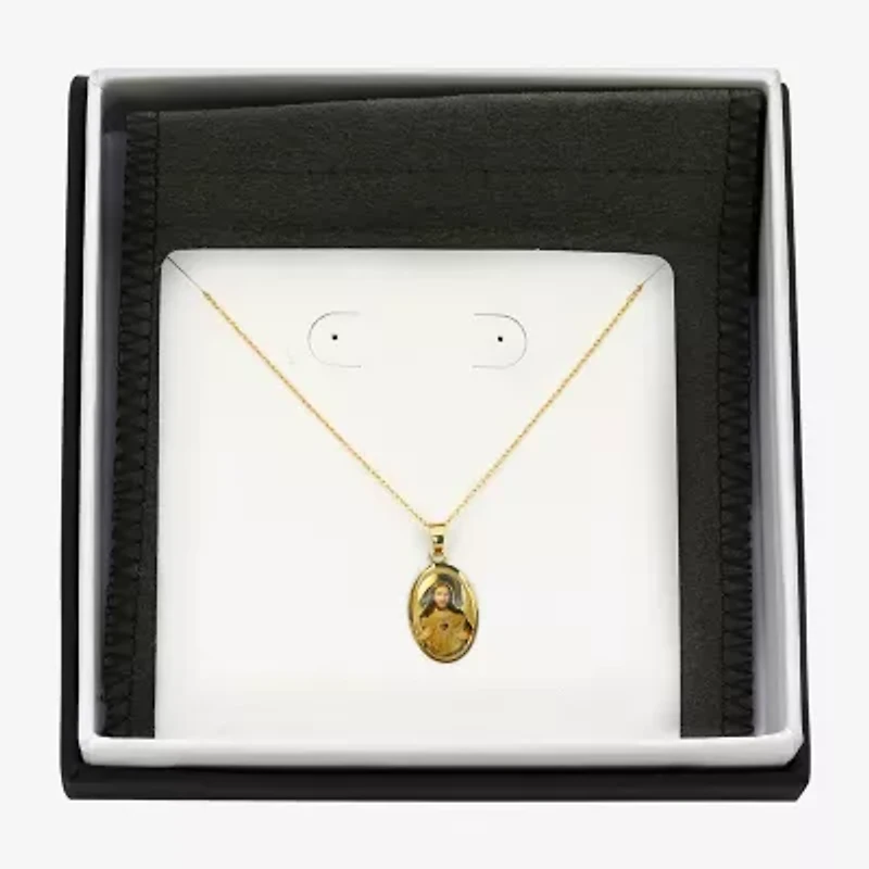 Sacred Heart Of Jesus Womens 14K Gold Oval 18 Inch Pendant Necklace