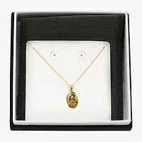 Sacred Heart Of Jesus Womens 14K Gold Oval 18 Inch Pendant Necklace