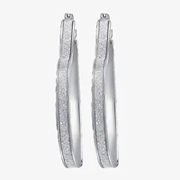 Womens Sterling Silver 35mm Heart Hoop Earrings