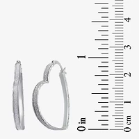 Womens Sterling Silver 35mm Heart Hoop Earrings