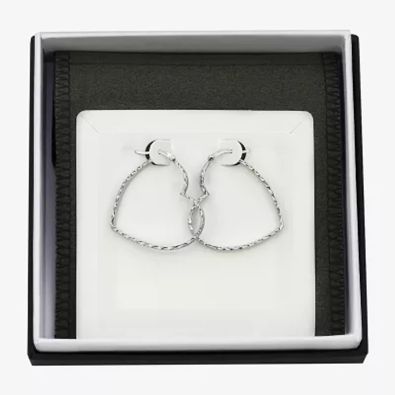 Womens Sterling Silver 35mm Heart Hoop Earrings