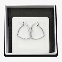 Womens Sterling Silver 35mm Heart Hoop Earrings