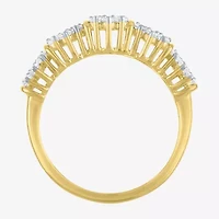 (G-H / Si2-I1) Womens 9.5MM 1 CT. T.W. Lab Grown White Diamond 14K Gold Over Silver Cluster Band