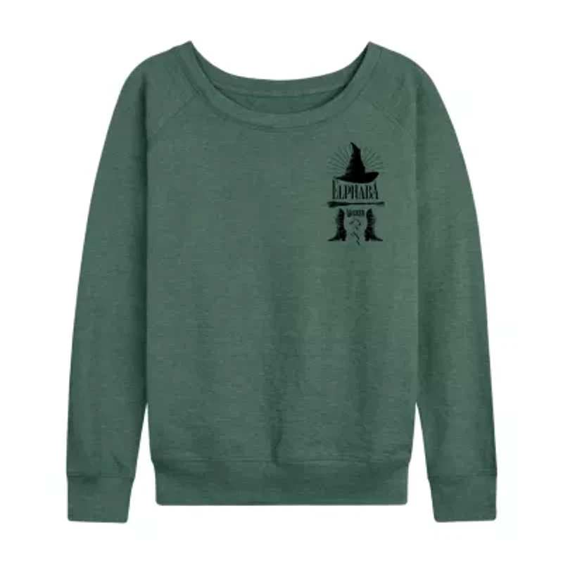 Womens Boat Neck Long Sleeve Regular Fit Wicked Graphic T-Shirt