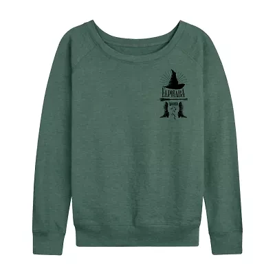 Womens Boat Neck Long Sleeve Regular Fit Wicked Graphic T-Shirt