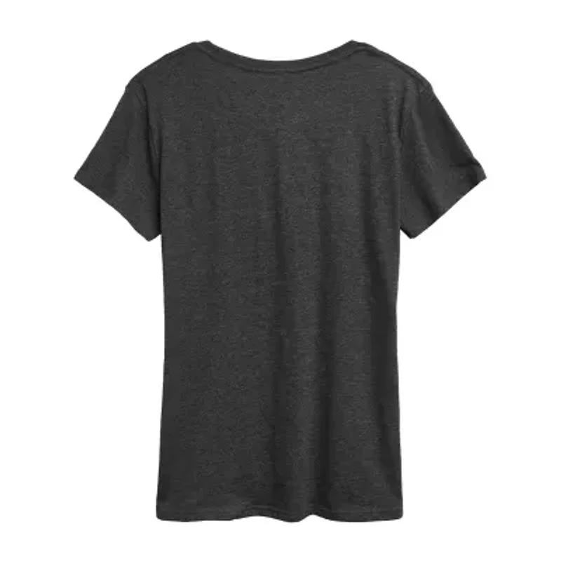 Mickey Happy Chrstms Womens Crew Neck Short Sleeve Regular Fit and Friends Graphic T-Shirt