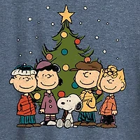 Christmas Group Womens Crew Neck Short Sleeve Regular Fit Peanuts Graphic T-Shirt
