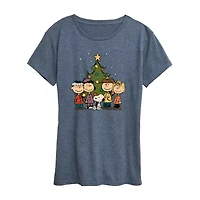 Womens Crew Neck Short Sleeve Regular Fit Peanuts Graphic T-Shirt
