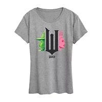 Womens Crew Neck Short Sleeve Regular Fit Wicked Graphic T-Shirt