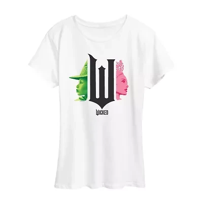 Wicked Elphaba Glinda Womens Crew Neck Short Sleeve Regular Fit Graphic T-Shirt