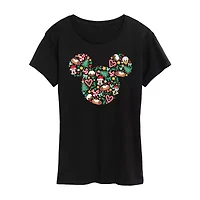 Womens Crew Neck Short Sleeve Regular Fit Mickey and Friends Graphic T-Shirt