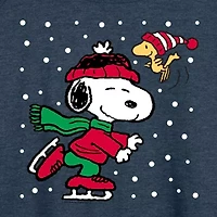 Womens Round Neck Long Sleeve Regular Fit Snoopy Graphic T-Shirt