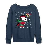 Womens Round Neck Long Sleeve Regular Fit Snoopy Graphic T-Shirt