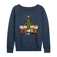 Womens Boat Neck Long Sleeve Regular Fit Peanuts Graphic T-Shirt