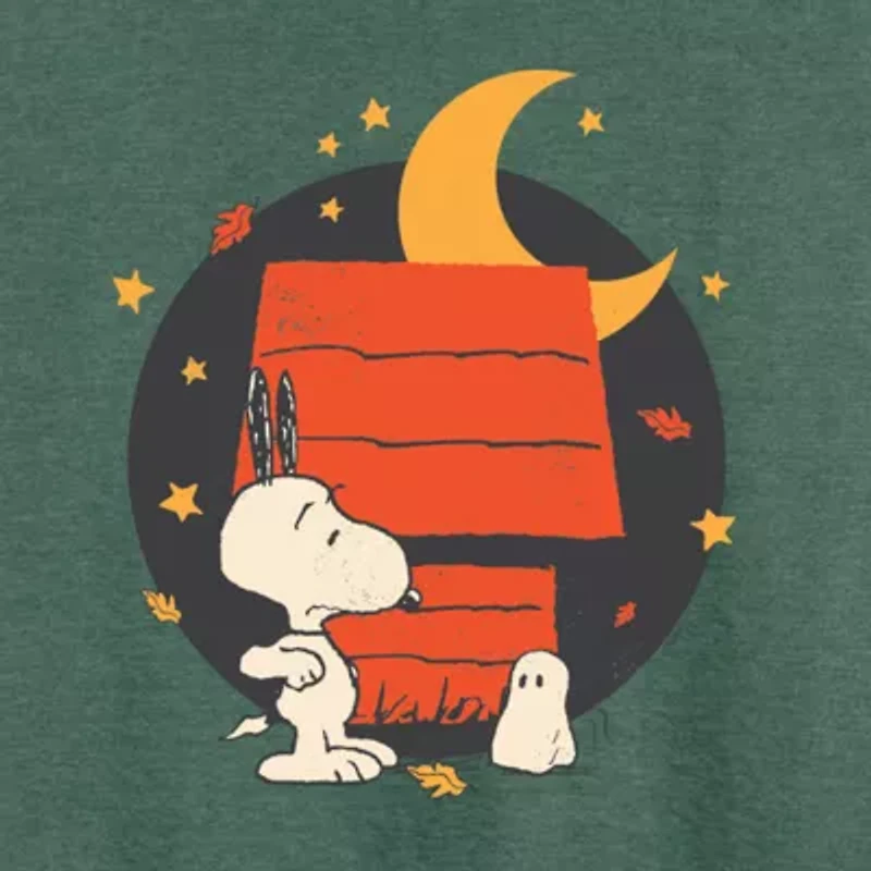 Womens Boat Neck Long Sleeve Regular Fit Snoopy Graphic T-Shirt