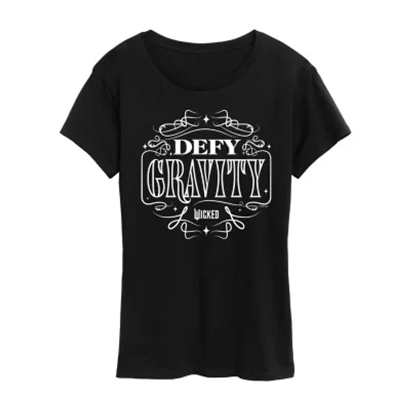 Womens Crew Neck Short Sleeve Regular Fit Wicked Graphic T-Shirt