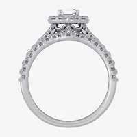 H-I / Si1-Si2) Womens / CT. T.W. Lab Grown White Diamond 10K Gold Side Stone Halo Bridal Set