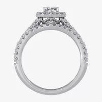 Signature By Modern Bride (H-I / Si1-Si2) Womens 1 1/2 CT. T.W. Lab Grown White Diamond 10K Gold Side Stone Halo Bridal Set