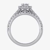 H-I / Si1-Si2) Womens / CT. T.W. Lab Grown White Diamond 10K Gold Pear Side Stone Halo Bridal Set