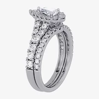 H-I / Si1-Si2) Womens / CT. T.W. Lab Grown White Diamond 10K Gold Pear Side Stone Halo Bridal Set