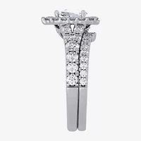 H-I / Si1-Si2) Womens / CT. T.W. Lab Grown White Diamond 10K Gold Pear Side Stone Halo Bridal Set