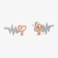 Hallmark Diamonds 1/10 CT. T.W. Natural White Diamond 14K Rose Gold Over Silver Sterling Silver 14.2mm Heart Stud Earrings