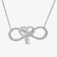 Hallmark Diamonds Womens 1/10 CT. T.W. Natural White Diamond Sterling Silver Heart Infinity 18 Inch Pendant Necklace