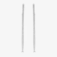 Diamonart Womens Cubic Zirconia Sterling Silver 45mm Curved Hoop Earrings