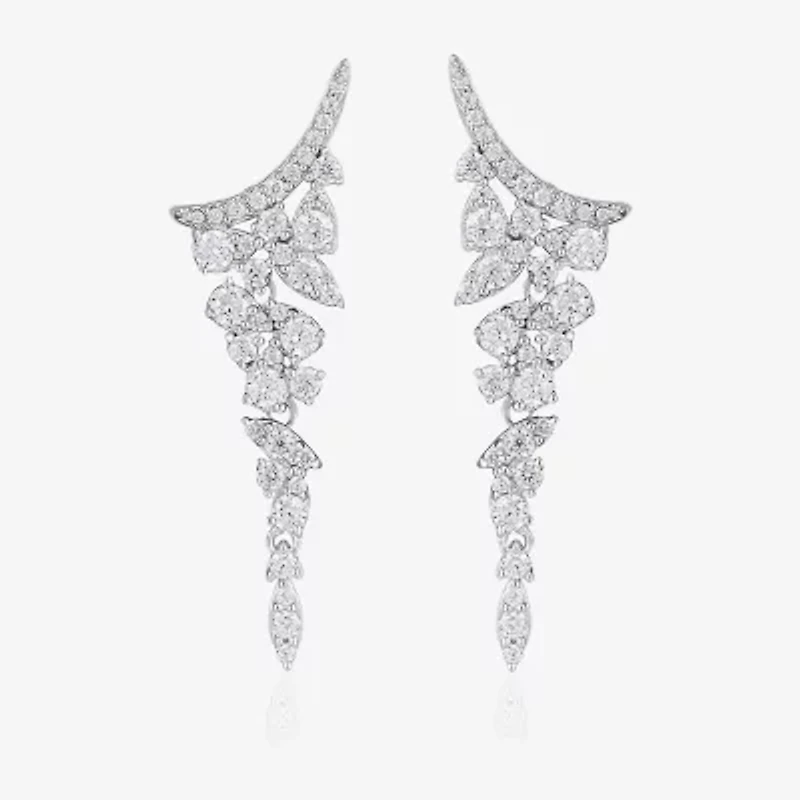 Diamonart Womens Cubic Zirconia Sterling Silver Drop Earrings