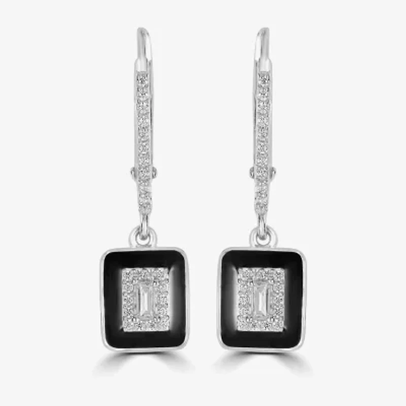 Diamonart Womens Cubic Zirconia Sterling Silver Square Drop Earrings