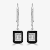 Diamonart Womens Cubic Zirconia Sterling Silver Square Drop Earrings