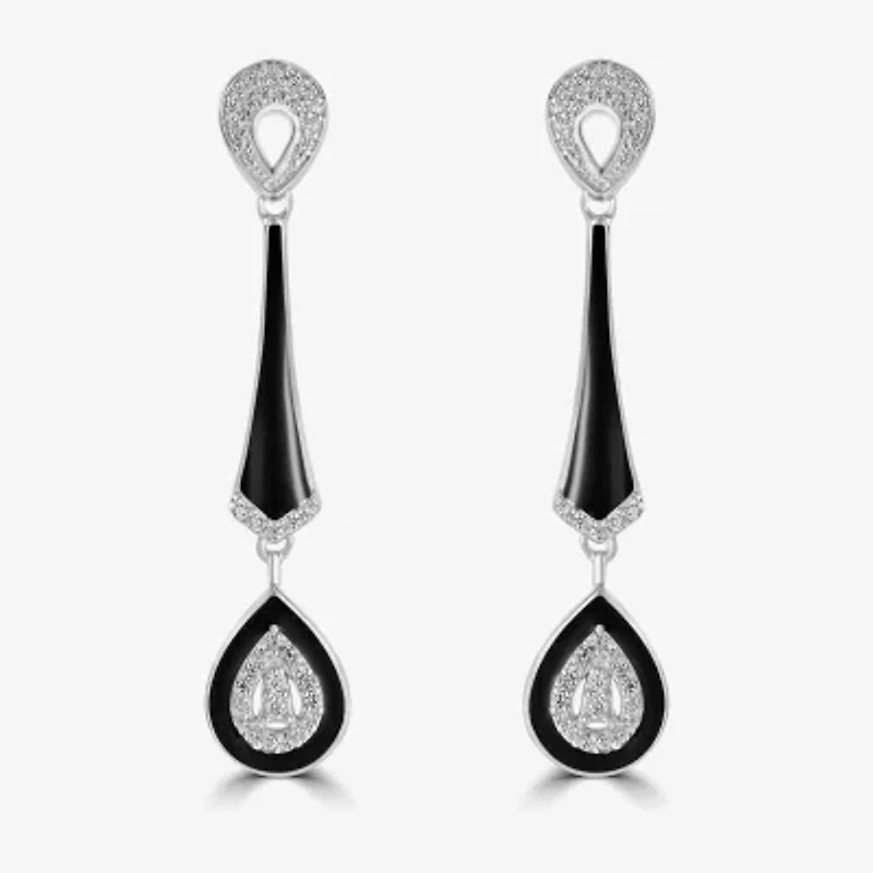 Diamonart Womens Cubic Zirconia Sterling Silver Pear Drop Earrings