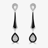 Diamonart Womens Cubic Zirconia Sterling Silver Pear Drop Earrings