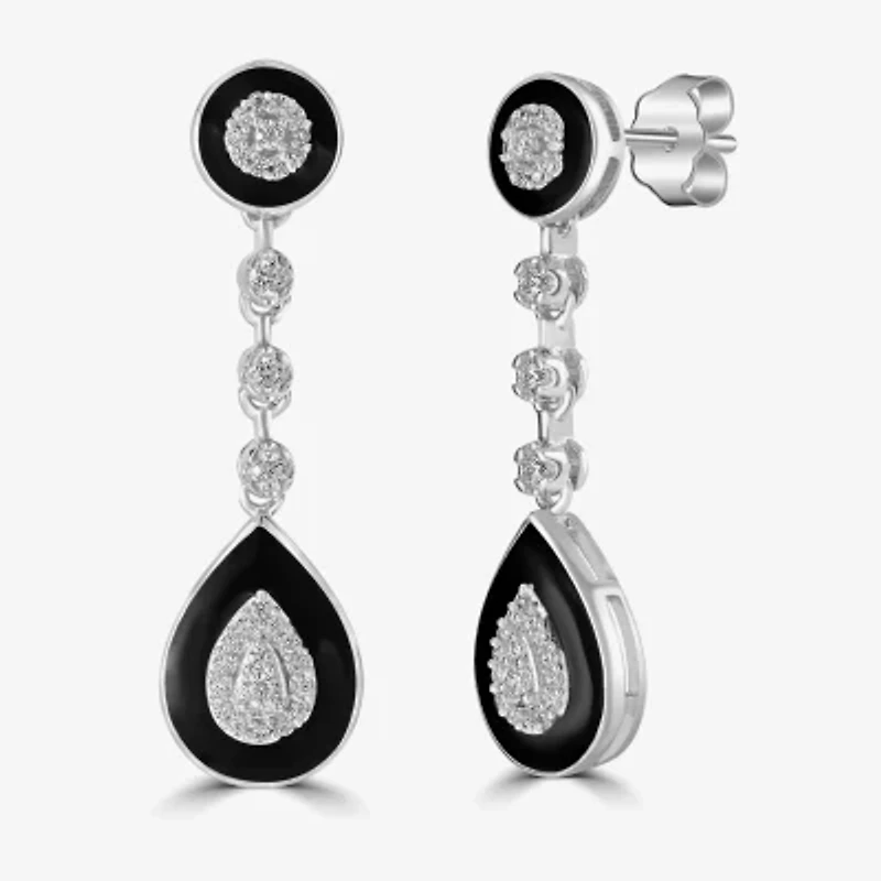 Diamonart Womens Cubic Zirconia Sterling Silver Pear Drop Earrings
