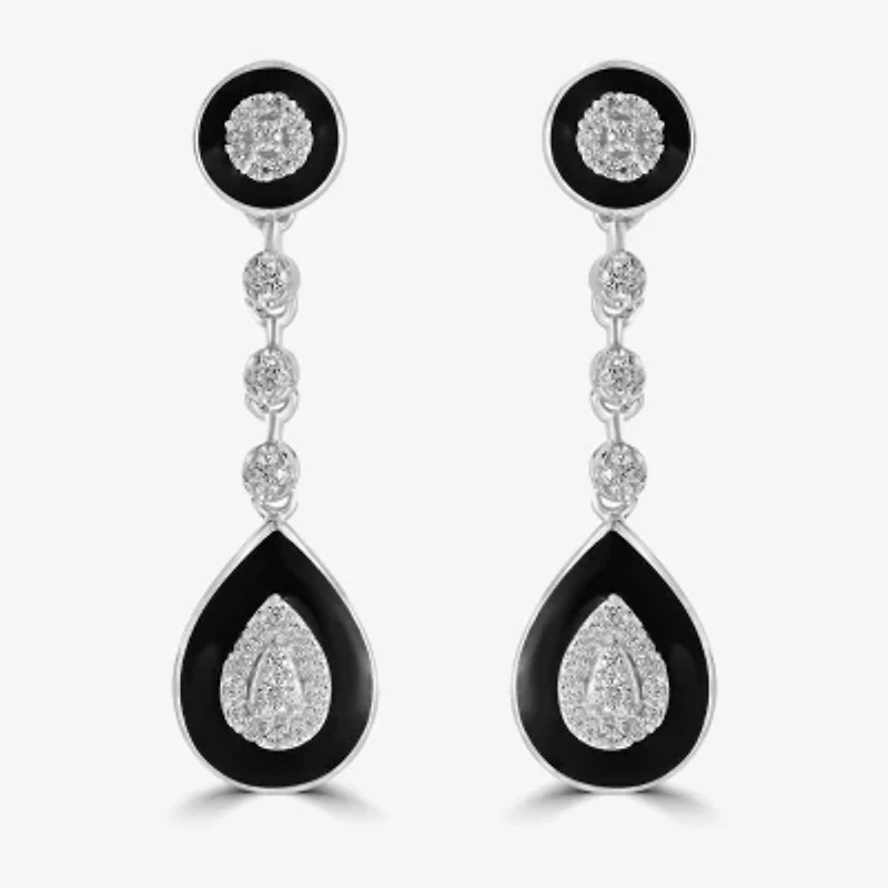 Diamonart Womens Cubic Zirconia Sterling Silver Pear Drop Earrings